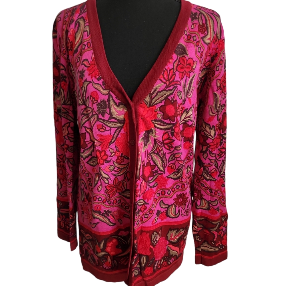 ISAAC MIZRAHI placement print cardigan
